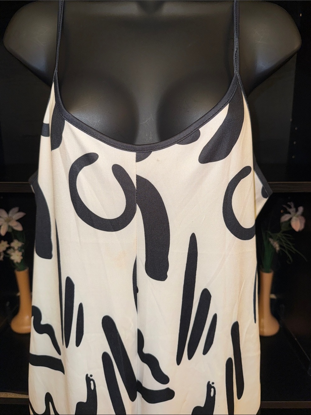 Black & White Abstract Wide-Leg Jumpsuit